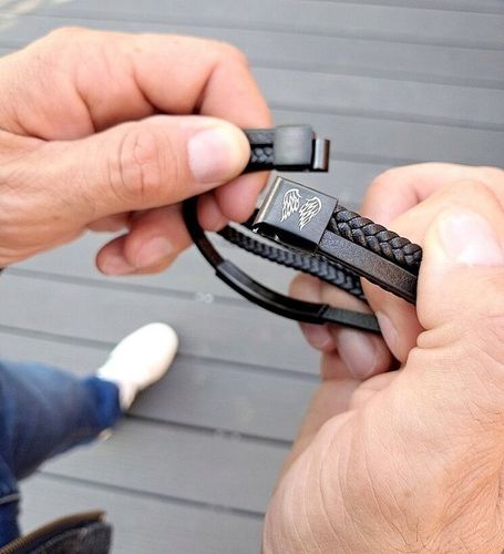 Bransoletka skórzana PODWÓJNA dzień OJCA dla TATY SYNA z GRAWEREM prezent na Arena.pl