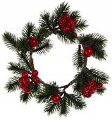 WIANEK IGLASTY OZDOBNY CZERWONE KULKI GŁÓG BOŻE NARODZENIE 20 cm