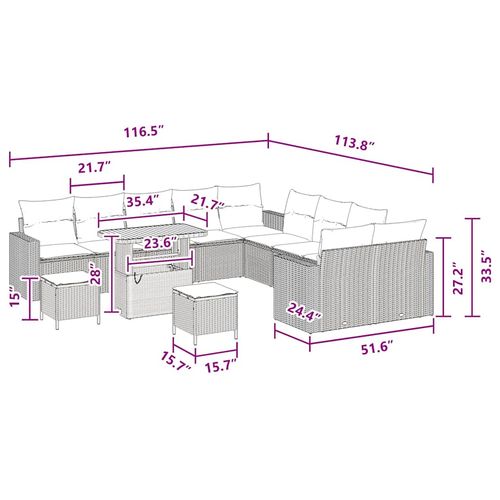 Zestaw Sof na Ogród z poduszką 13 pcs Czarny 90 x 55 x 71 cm na Arena.pl
