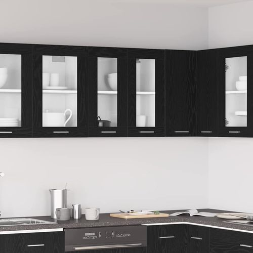 Wisząca szafka szklana z półką Czarny dąb 60 x 31 x 60 cm na Arena.pl