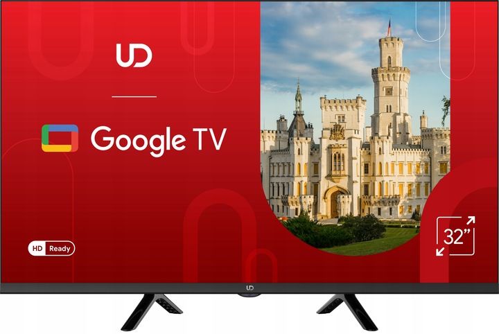 TELEWIZOR UD 32 CALE HD SMART GOOGLE TV 11 BLUETOOTH DVB T T2 HEVC DOLBY zdjęcie 1