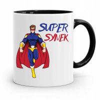 Kubek Czarny Prezent Dla Syna Dziecka Super Synek Z Nadrukiem Ze Zdjęciem