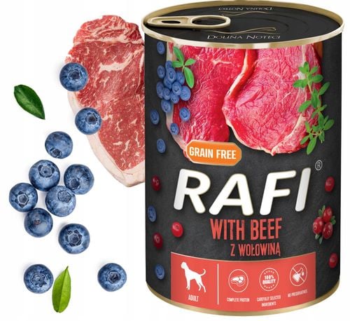 karma mokra dla psów rafi z wołowiną, borówką i żurawiną 400g - 1 szt. na Arena.pl