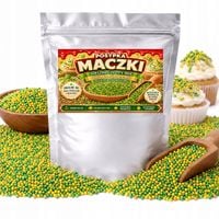 MACZKI CUKROWE ZIELONO-ZŁOTE POSYPKA DO TORTÓW BABECZEK I DESERÓW 200G