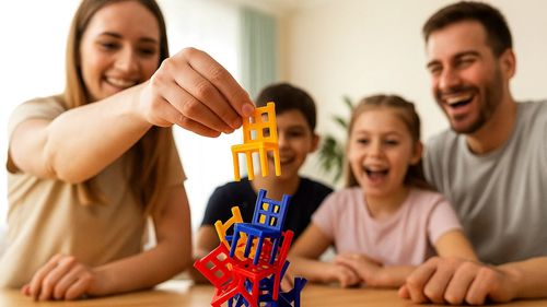 Gra zręcznościowa rodzinna spadające krzesła balansujące krzesełka 24 el. na Arena.pl