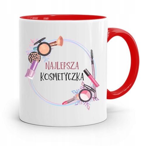 Kubek Czerwony Dla Kosmetyczki Najlepsza Prezent Z Nadrukiem Ze Zdjęciem na Arena.pl