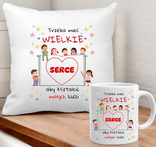 PODUSZKA I KUBEK PREZENT DZIEŃ NAUCZYCIELA WYCHOWAWCY PRZEDSZKOLANKI na Arena.pl