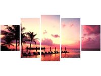 70CM 150CM OBRAZ 5 ELEM ZACHÓD SŁOŃCA RÓŻU PLAŻY MALEDIWACH ŚCIENNY