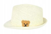 Kapelusz Słomkowy dla Dziecka Chłopca Trilby Plażowy na Lato z Misiem 54