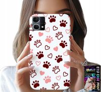 ETUI DO OPPO RENO7 4G - PSIE ŁAPKI NA BIAŁYM TLE, PIES, KOT, MIŚ