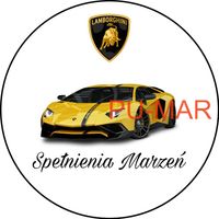 Opłatek na tort Urodziny Lamborghini Samochód Auto Logo Fura Bryka 18 30 40