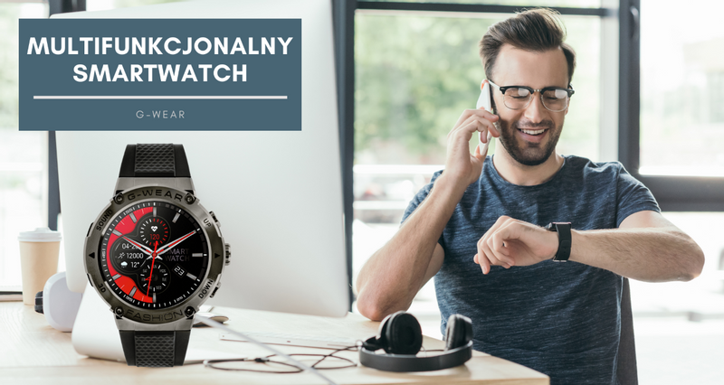 Smartwatch G-WEAR czarny zegarek sportowy multifunkcyjny Watchmark na Arena.pl