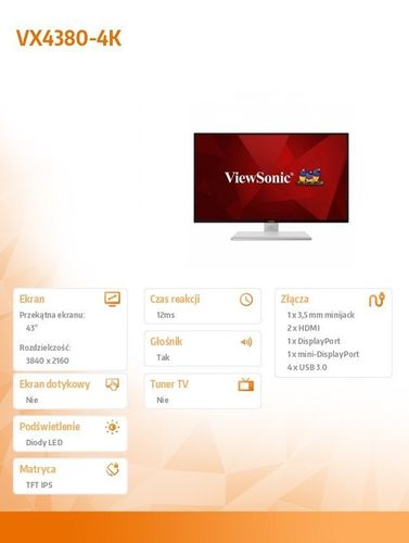Monitor VX4380-4K 43 cale/16:9/5 ms na Arena.pl