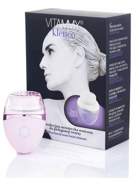 SZCZOTECZKA SONICZNA DO TWARZY 6TRYBÓW 3KOŃCÓWKI USB MASAŻ VITAMMY KLENEO zdjęcie 7