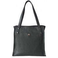 Skórzana Włoska torba na ramię Vera Pelle miękka , pojemna a4 Szara - Grafit WR365G