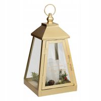 METALOWY LAMPION Z ŚWIECZKĄ LED ZŁOTY 17 X 17 X 32 CM