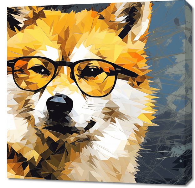 Obraz 70x70cm Intelektualny Psiak zdjęcie 1