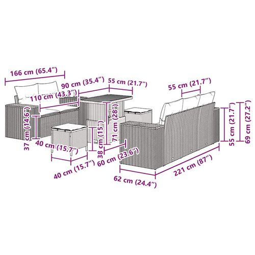 Zestaw Sof na Ogród 8 pcs Czarny polirattan na Arena.pl