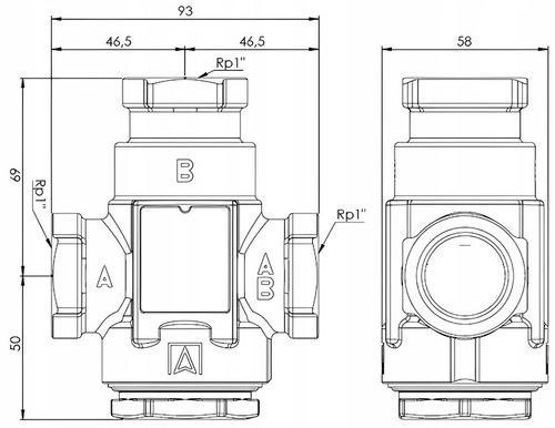 ZAWÓR TEMPERATUROWY OCHRONY POWROTU KOTŁA ATV 333 DN25 Ø 1" CAL 9 m³/h na Arena.pl