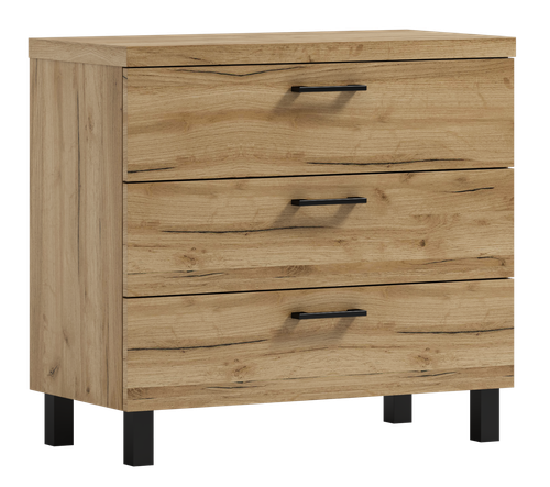 Komoda Nela 60 z 3 szufladami blat 32 dąb craft złoty (W1) na Arena.pl