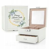 Szkatułka na Biżuterię Kuferek z Grawerem Pamiątka Komunii dla Dziewczynki