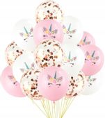 Zestaw Balonów Konfetti Urodziny 15Szt Jednorożec