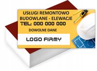 Wizytówki firmowe reklamowe 200 szt duży wybór USŁUGI REMONTOWO BUDOWLANE