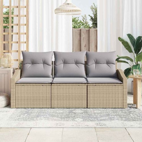 Zestaw Sof na Ogród z poduszką 3 pcs Beżowy i jasnoszary na Arena.pl