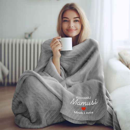 Koc z Mikrofibry Haft Dedykacji Elegancki Prezent dla Mamy na Święta na Arena.pl