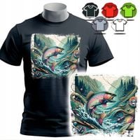 KOSZULKA T-SHIRT MĘSKI WZORY DO WYBORU - WĘDKARSKIE RYBY - XS
