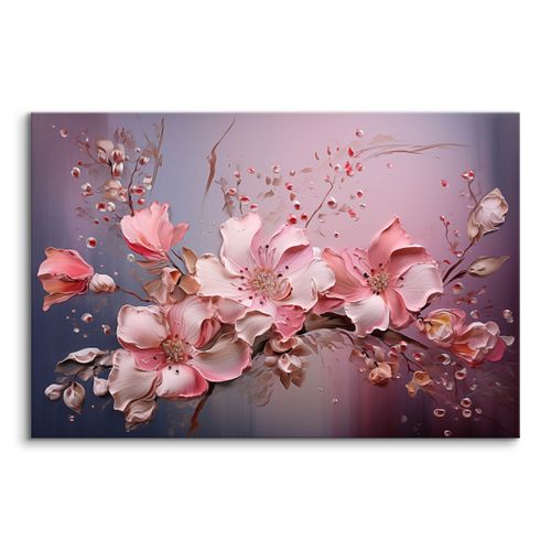 Obraz Ścienny Do Salonu Różowe Kwiaty Abstrakcja Abstrakcja 120cm x 80cm na Arena.pl