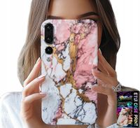 ETUI DO HUAWEI P20 PLUS - RÓŻOWO BIAŁY MARMUREK, KAMIENNE WZORY
