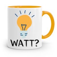 Kubek Żółty Prezent Dla Elektryka Watt? Żarówka Z Nadrukiem Ze Zdjęciem