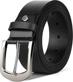 Elegancki Pasek Męski Skórzany Czarny 110cm Regulowany z Klamrą 38mm