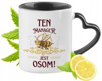 Dla Managera Kubek Czarny Z Uszkiem W Kształcie Serca Na Prezent