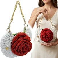 Torebka Handmade z czerwoną różą Do ręki Rękodzieło