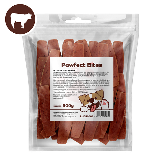Smaczki przysmaki dla psa Filet z wołowiny 500g PAWFECT BITES na Arena.pl