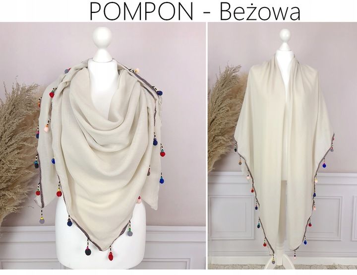 PAREO CHUSTA PLAŻOWA FRĘDZLE narzutka BOHO KOLORY zdjęcie 9