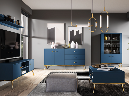 Meblościanka Zestaw Mebli Do Salonu 1 Błękit Ciemny MARIANA ML na Arena.pl