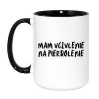 KUBEK "MAM UCZULENIE NA PIERDOLENIE" Wzór - Duży Biało-Czarny 450 ml