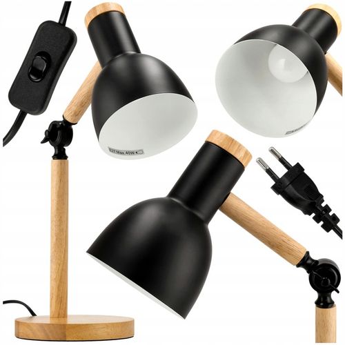 Lampka Na Biurko Do Czytania Drewniana E27 Stojąca + Podwójna Regulacja na Arena.pl