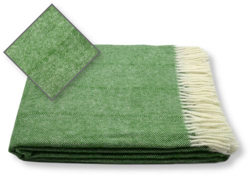 Koc Z Wełny Nowozelandzkiej 150X200 Romby Zielony na Arena.pl