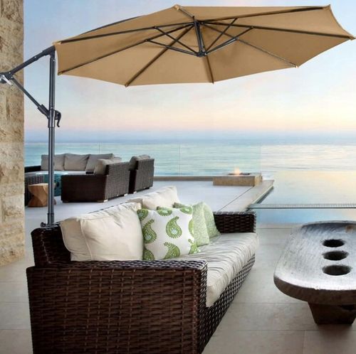 Poszycie wymienne materiał parasola ogrodowego 8 ramion 300cm - khaki na Arena.pl