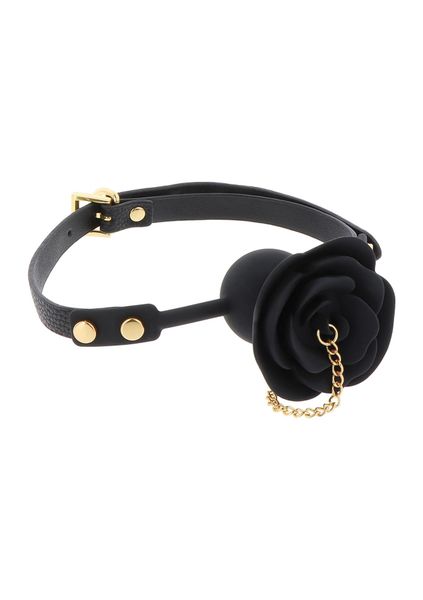 Rose Ball Gag with Plug Black zdjęcie 3