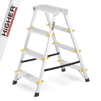 Drabina aluminiowa domowa dwustronna składana HIGHER 2x4 stopnie taboret