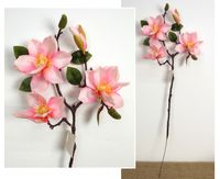 kwiat MAGNOLIA wys. 73 cm (3 kwiaty 12 cm i 1 pąk) RÓŻOWA WA-088B