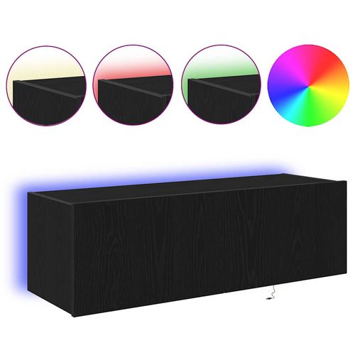 Szafka pod telewizor Ze LED Lights Czarny dąb 100 x 35 x 31 cm na Arena.pl
