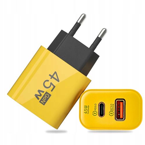 SZYBKA ŁADOWARKA SIECIOWA USB TYPE-C GaN 45W QC 3.0 PD do TELEFONU LAPTOPA na Arena.pl