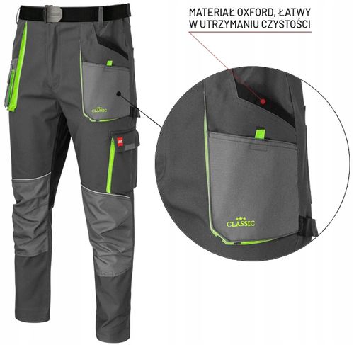 ELASTYCZNE SPODNIE ROBOCZE MĘSKIE WZMACNIANE DO PASA STRETCH SLIM na Arena.pl