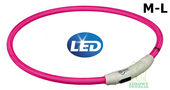 TRIXIE Obroża psa LED świecąca migająca do przycięcia USB różowa 45cm M-L